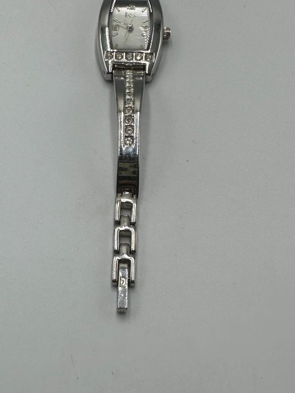 3/$30 L.E.I. Watch Women Silver Tone Barrel Case Rhinestone Accents 7" — image 2 of 8